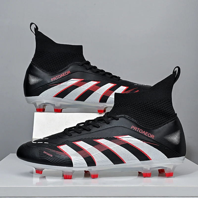 Nouvelles chaussures de football professionnelles pour hommes, crampons de football antidérapants TF/FG, baskets pour garçons, chaussures de sport confortables à la cheville, unisexes