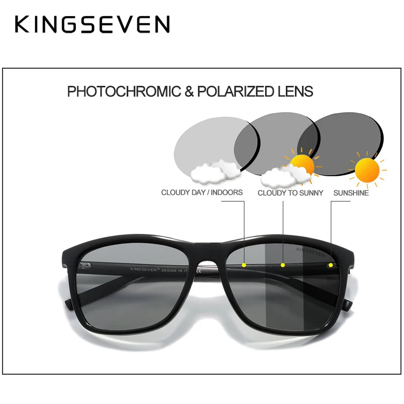 KINGSEVEN Aluminum Frame Sunglasses Men Polarized Photochromic Sun glasses Women's Glasses Accessories Driving Sunglasses
