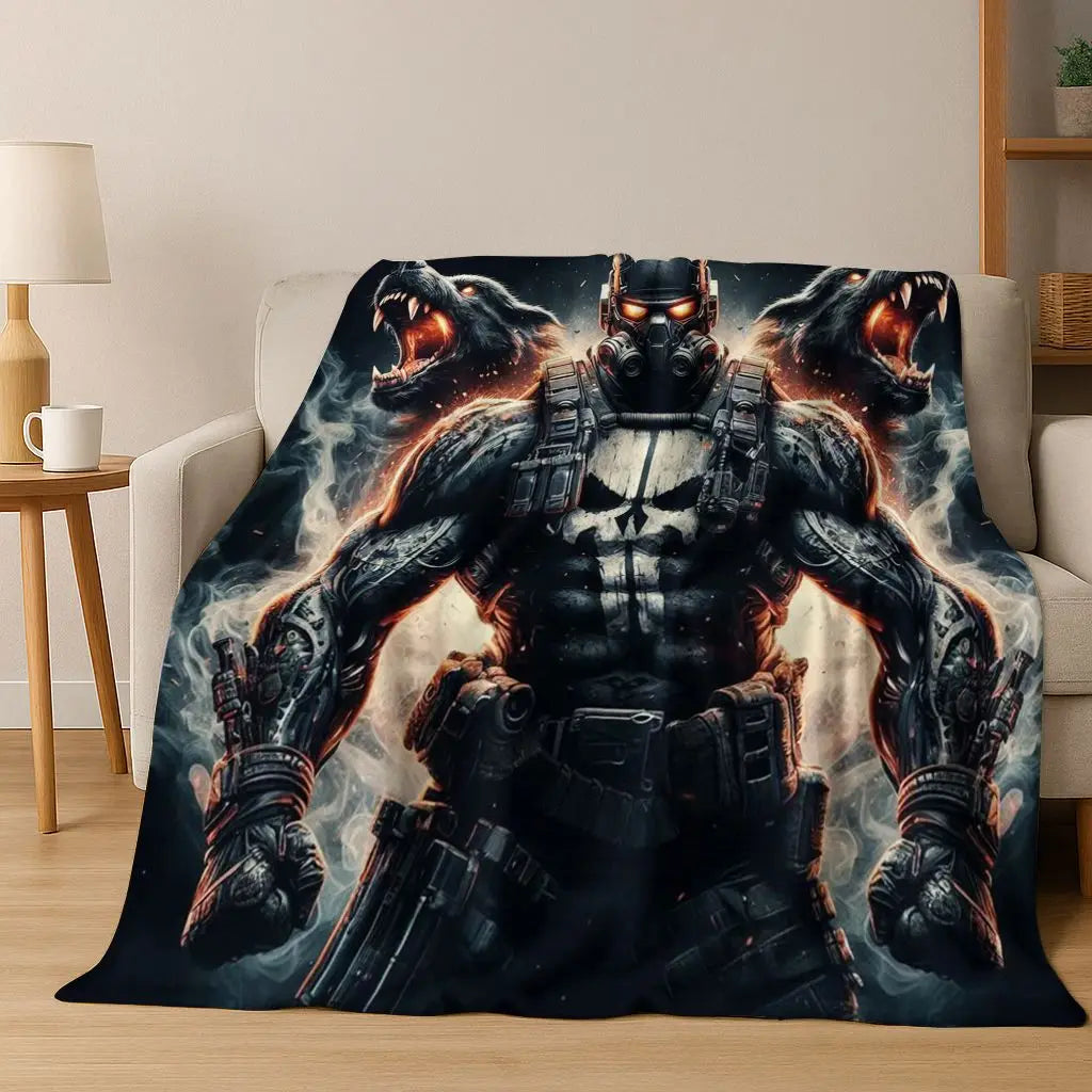 Classic Game Call of Duty Ghost Simon Cartoon Art Flannel Blanket,Cozy Soft Throw Blanket for Home Bedroom Bed Sofa Cover Kid