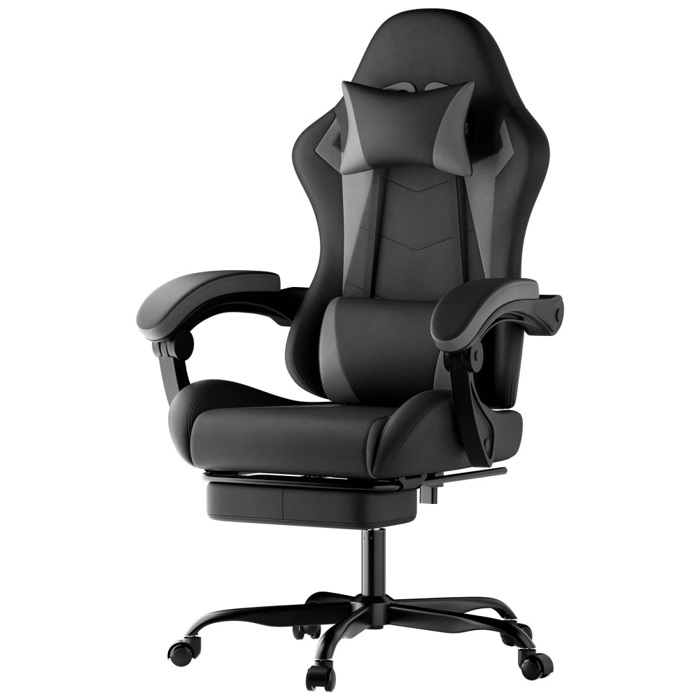 Ergonomic Gaming Chair with Lumbar Support, Adjustable Headrest, Footrest, Height Adjustable Office Gaming Chair for Adults
