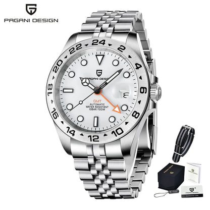 Pagani Design 2026 New Men's Automatic Mechanical Watch Gmt Sapphire Stainless Steel Waterproof 10Bar Luminous Bwg-9 Reloj Hombr