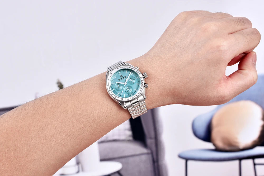 New PAGANI DESIGN Moon Men Watch Retro Luxury Quartz Watches For Men Stainless steel Sport waterproof Chronograph Man+With BOX