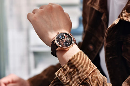 PAGANI DESIGN – Luxe mechanisch herenhorloge, 41 mm, saffierglas, leren band, waterdicht, pilotenstijl, met tourbillon en maanfase