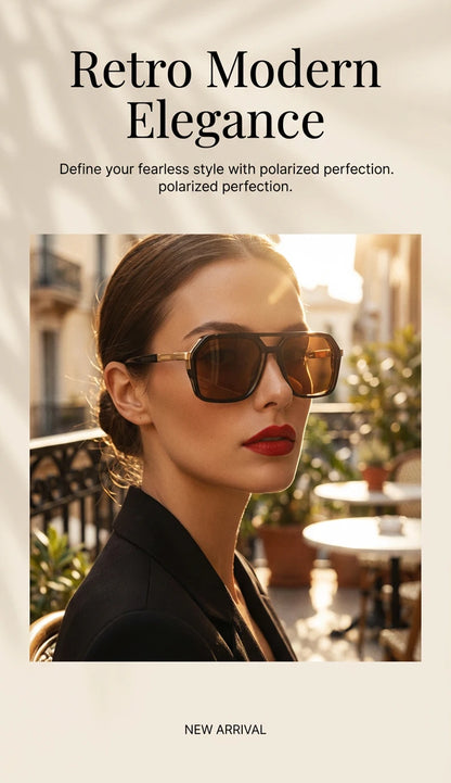 Vintage Steampunk Polarized Sunglasses Women Double Bridge Black 2026 Luxury Designer Driving Shades For Lady Fashion Eyewear