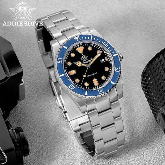 ADDIESDIVE Men’s Luxury Diver Watch Luminous Dial, Ceramic Bezel, Stainless Steel & 20 Bar Water Resistant