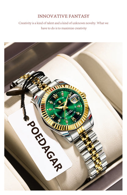 POEDAGAR Top Luxury Ladies Wristwatch Waterproof Luminous Date Casual Women Watch Stainless Steel Quartz Fashion Women's Watches