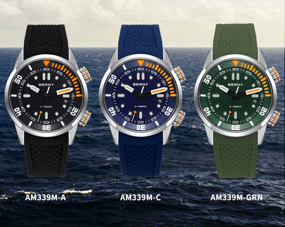 BERNY Automatic Dive Watch for Men Super Luminous 20ATM Diver Wristwatch Original Top Sapphire Swim Sport Mechanical Male Watch