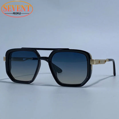 Polarized Square Sunglasses Men 2026 Luxury Vintage Double Bridge Gradient Lens Driving Shades Retro Flat Top Sun Glasses Male