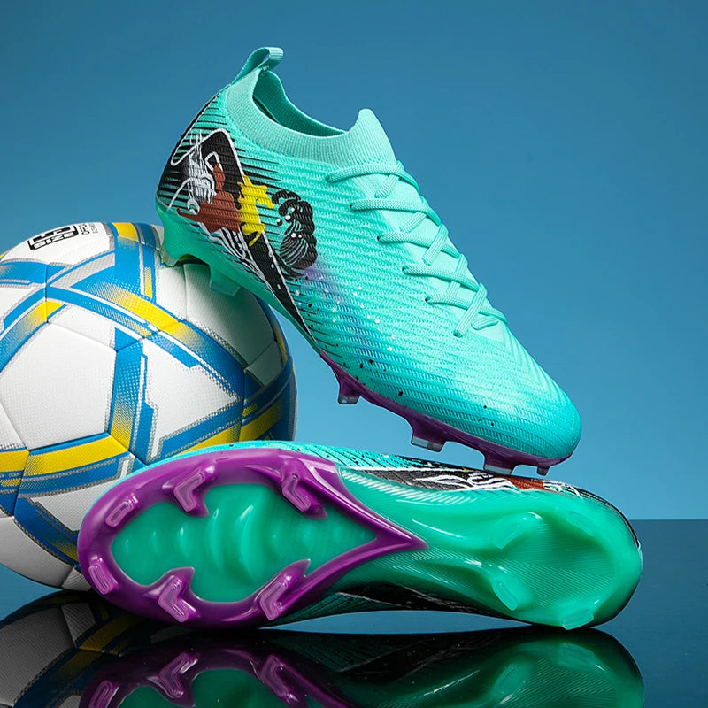 New Men Soccer Shoes FG Non-Slip Long Spikes Football Boots Soccer Cleats Training Shoes Match Ultralight Outdoor Drop Shipping