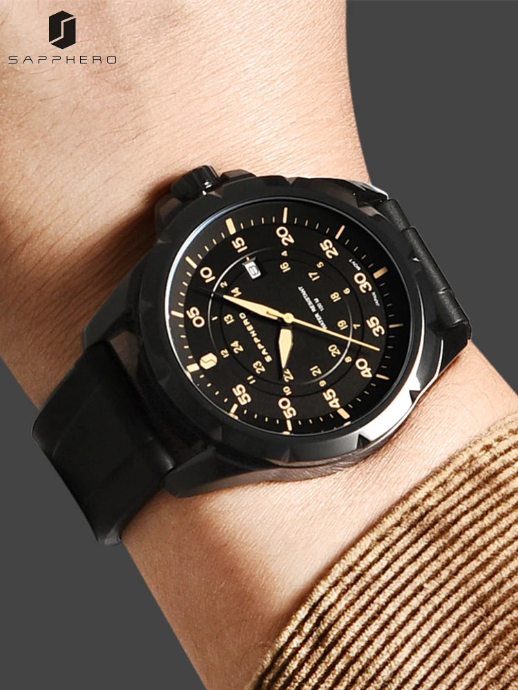 SAPPHERO herenhorloge – Luxe quartzhorloge, waterdicht tot 50 m, voorzien van een geïmporteerd uurwerk en een roestvrijstalen kast – Een ideaal cadeau-idee voor mannen.