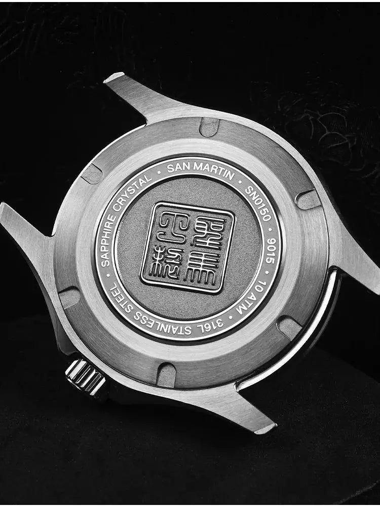 San Martin 39mm Miyota 9015 Turbine Guilloche MOP Dial Men Luxury Watch Automatic 3H Date Quick Adjust BGW-X1 Luminous SN0150-1