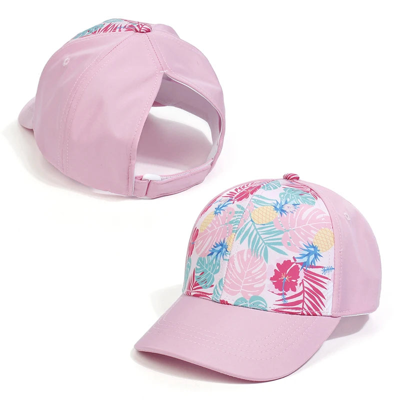 Fashion High Ponytail Kids Boy Hat Sun Hats Baseball Caps Solid Color Travel Caps Sun-proof Wide Brimmed Peaked Caps Hat