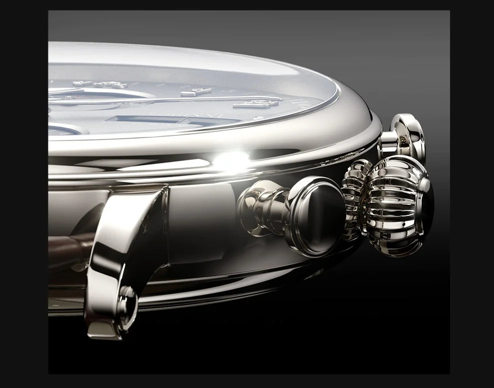 Relógio masculino mecânico automático LOBINNI Luxury Brand Switzerland com calendário perpétuo, vidro de safira e mostrador multifunções L13019-8