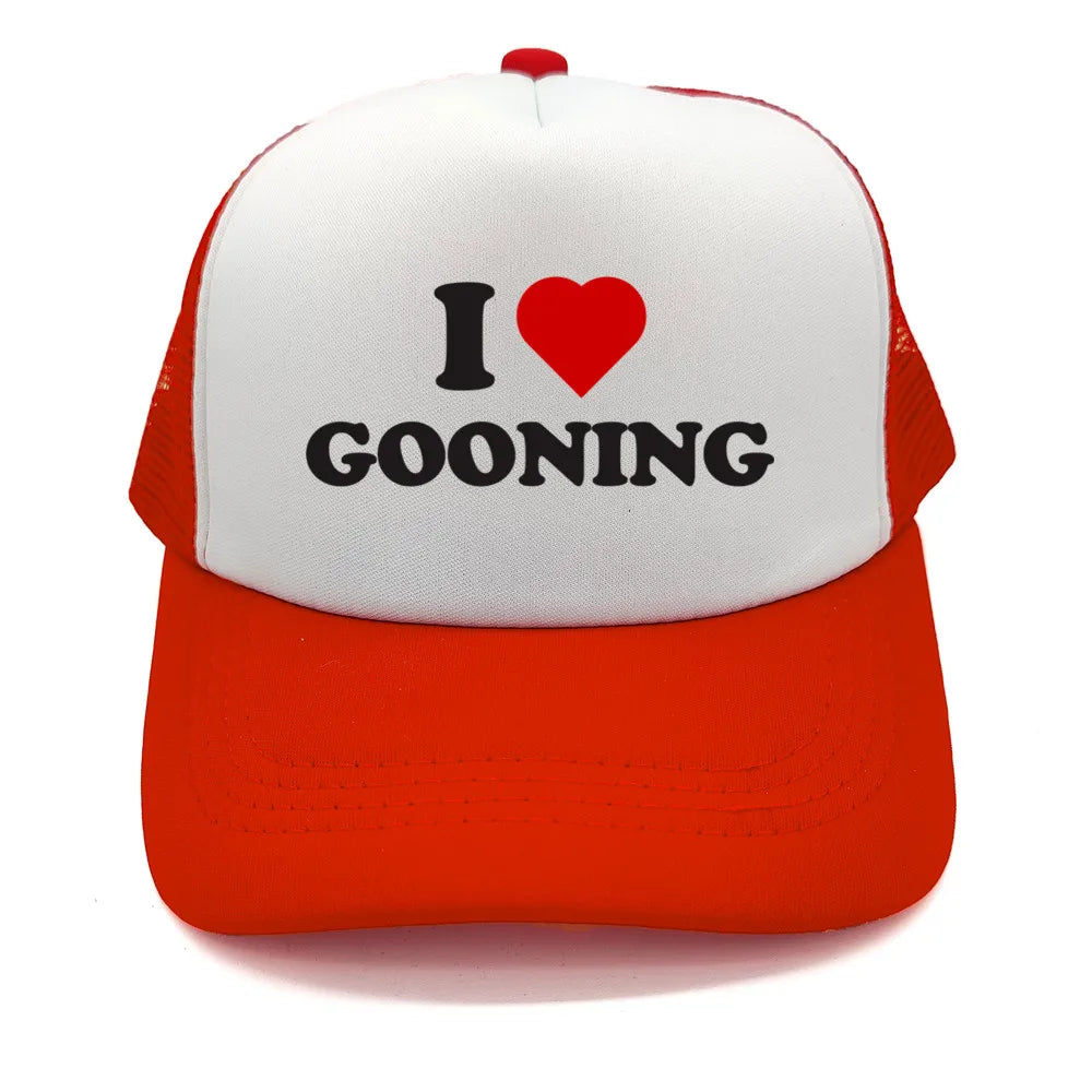 Забавни бейзболни шапки „I Love Gooning“ – готини летни мъжки шапки от мрежа, хумористични шапки тип „тракър“, унисекс шапки от мрежа за външни дейности MZ-080