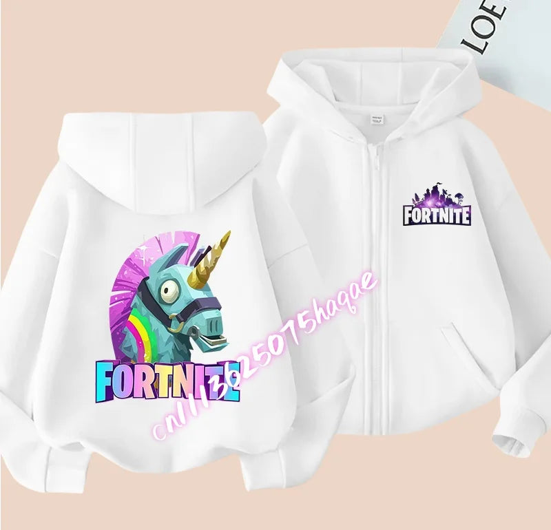 New Fortnites Children Hoodies Coat Cartoon Game Character Printed Zip Up Hoodie Child Autumn Jacket Winter Kids Boys Clothes