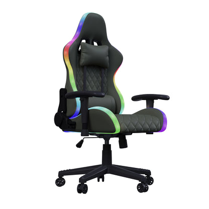 Fangange Gaming Chair with Massage Function, Adjustable backrest,Computer Chair,with ambient light,Lumbar Cushion, Pillow,150 KG