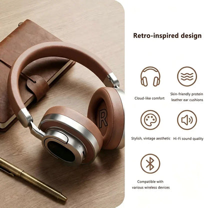 Casque Bluetooth Lenovo rétro, supra-auriculaire, avec boutons physiques, casque sans fil, coussinets d'oreille spacieux, écouteurs stéréo pour les trajets quotidiens.
