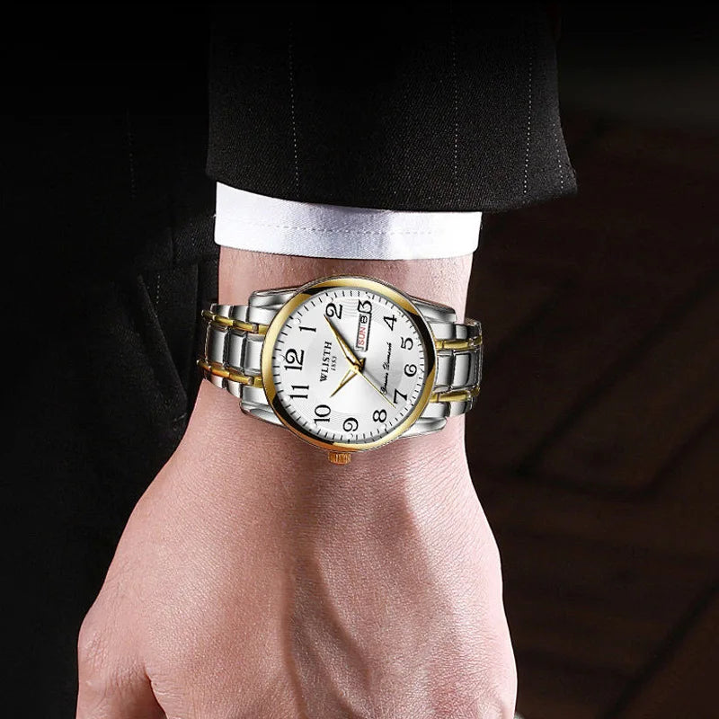Montre de luxe pour femme, montre à quartz, montre-bracelet numérique, étanche, avec calendrier et affichage lumineux; style mode et professionnel, convient aussi aux hommes.