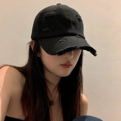 Gorra de pico de pato con ala curvada, versátil, de estilo hip-hop, con personalidad retro y efecto desgastado, para hombre y mujer, nueva colección primavera-verano