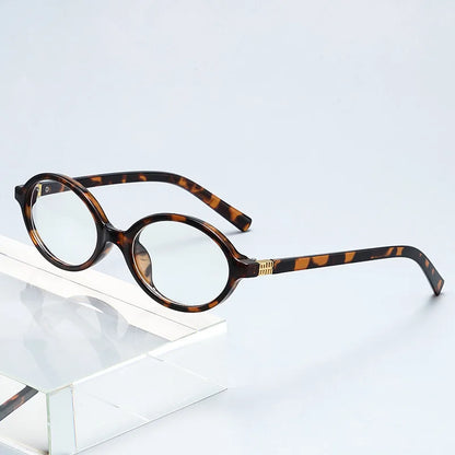 Small Fashion Oval Leopard Sunglasses Women Lovely Ins No Makeup Anti Blue Light Glasses Cute Decorative Computer Glasses 선글라