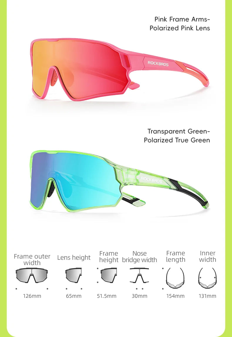 ROCKBROS Children's Cycling Glasses Polarized Photochromic Lens Children Bicycle Glasses Non-Slip Rubber Temple Arm Bike Glasses
