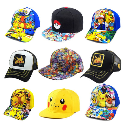 Pokemon Baseball Cap Pikachu Hat Pokemon Cosplay Hip Hop Cap for Girl Boy Children kids Anime Figures Toy Gift Cartoon Hat