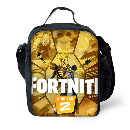 Klassisches FortniteS-Schulrucksack-Set für Kinder mit Lunchtasche und Federmäppchen, große Kapazität, für Jungen und Mädchen, ideales Geschenk