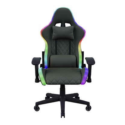 Anajqaqia RGB LED Gaming Chair with Lumbar Massage, Ergonomic Office Chair, Adjustable Reclining Computer Chair 90-135° Backrest
