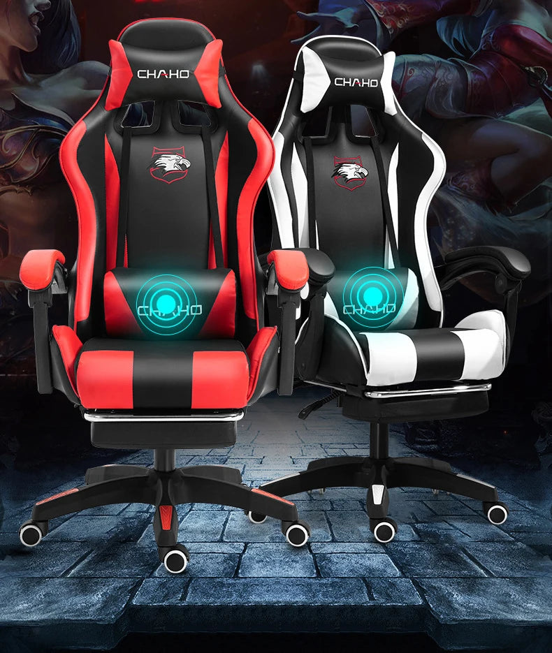 Ergonomic PU Leather Gaming Chair with Adjustable Height, Reclining Computer Chair, Swivel Office Chair for Home Office, Gaming & Study