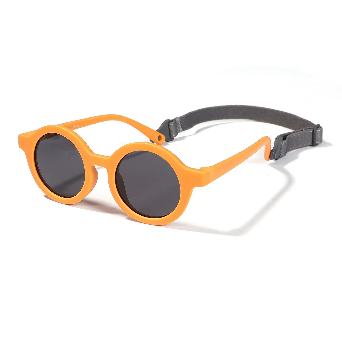 Kids Round TAC Polarized Baby Sunglasses for Toddler Boys Girls TPEE Flexible Soft Frame with Strap for Infant Age 0-3 Shades
