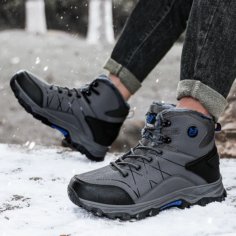 Bottes de neige chaudes en peluche pour hommes, baskets montantes d'automne, antidérapantes, résistantes à l'usure, pour l'alpinisme et la randonnée, nouvelle collection hiver