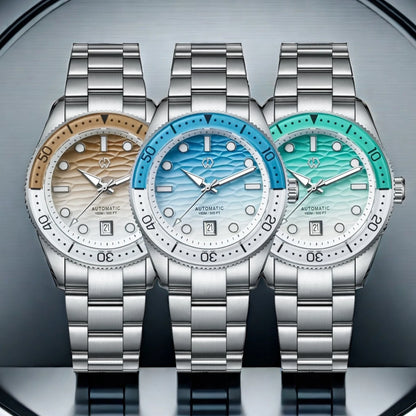 40mm Diver Watch Texture Men's Watches Automatic Mechanical Sapphire Waterproof 150 Meters Luminous Comes With Rubber Strap