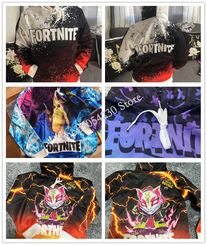 Bluza z kapturem Fortnite z nadrukiem 3D, Plus Size, bluza z kapturem T-shirt dla dzieci, modna bluza streetwear, casualowa kurtka