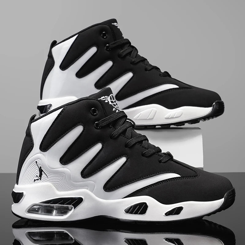 Chaussures de basketball montantes pour hommes, robustes et stables, baskets d'entraînement à lacets, unisexe, adaptées à la course, au sport, au basketball et à la marche. Cadeau idéal pour hommes, léger, confortable,