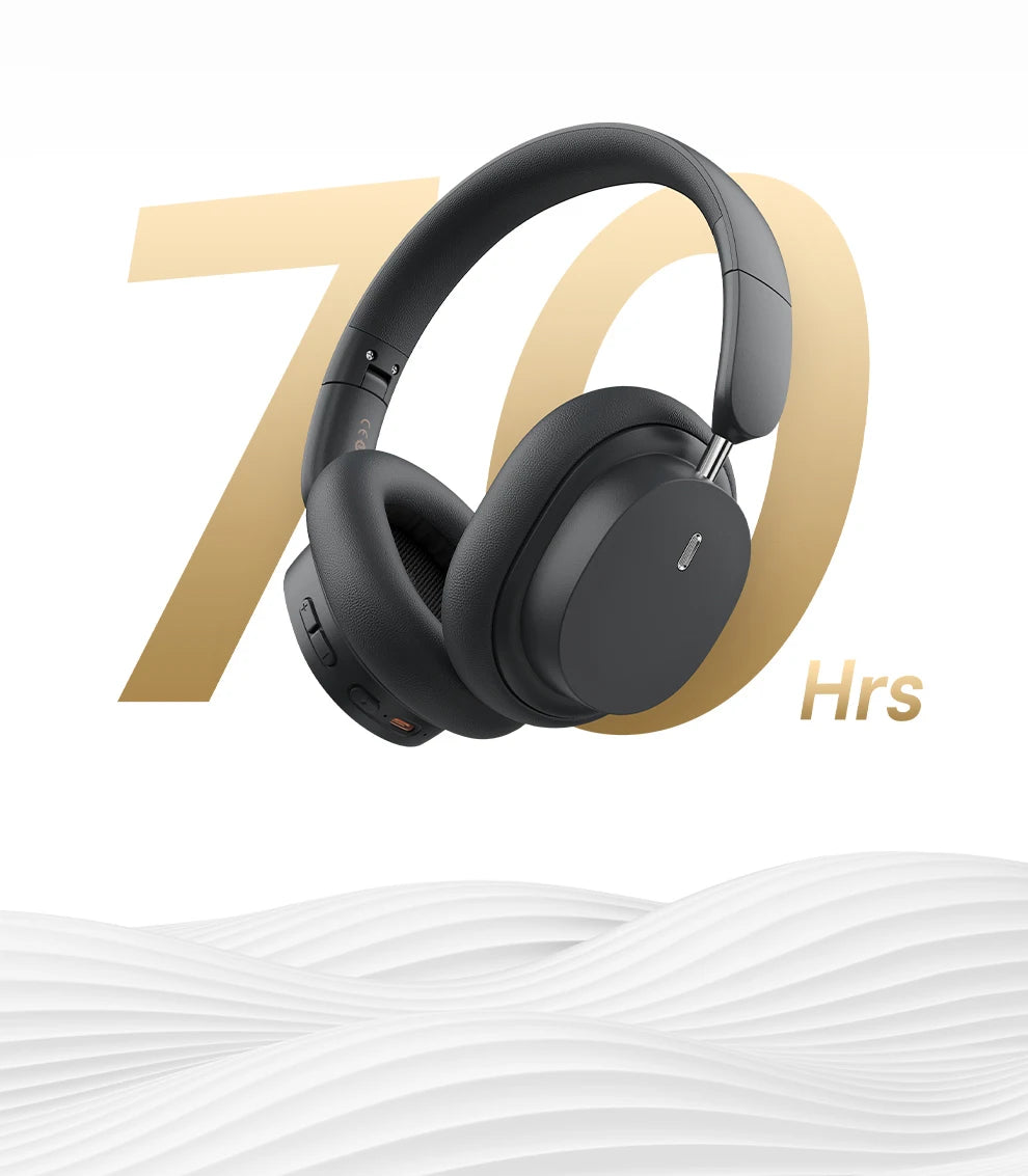 Baseus Wireless Bluetooth 5.3 Over-Ear Headphones – HiFi 40mm Driver, 70H Playtime Foldable Headset with Spatial Audio