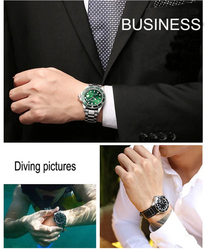LOREO Original Men Business Watch 20ATM Waterproof Wristwatch Top Brand Casual Sport Seagull Automatic Mechanical Watch Men
