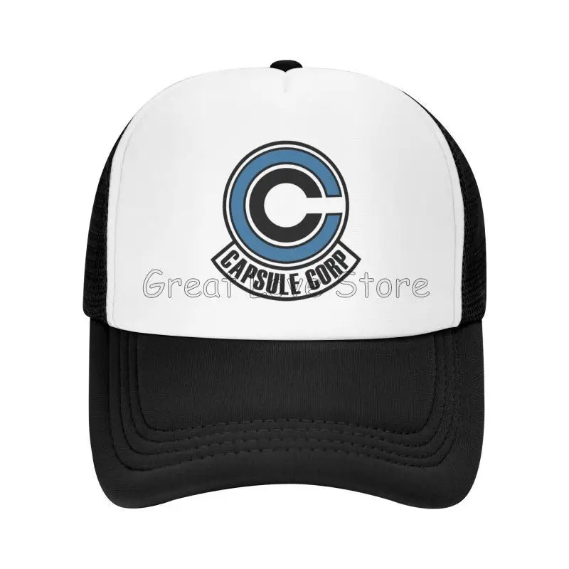 „Capsule Corp“ tinklinės beisbolo kepurės, unisex, hip-hop stiliaus „trucker“ kepurės, anime DBZ stiliaus „dad hat“ kepurės, reguliuojamos lenktyninės kepurės, vasarinės „trucker“ kepurės su užsegimu