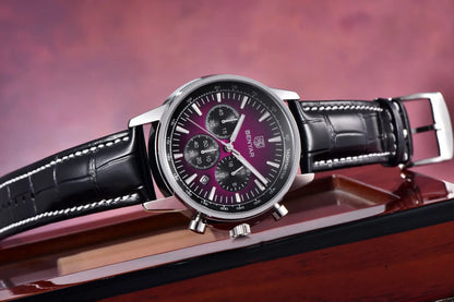 Reloj de lujo para hombre Benyar: cronógrafo con fecha, correa de piel, resistente al agua, luminiscente, estilo deportivo y militar, reloj de cuarzo