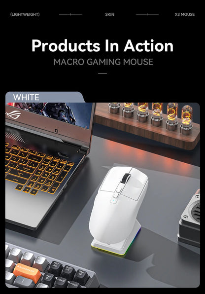 Attack Shark X6 Lightweight Wireless Gaming Mouse with 3 Mode Up to 26K DPI RGB Backlight Charging Base for Laptop Desktop