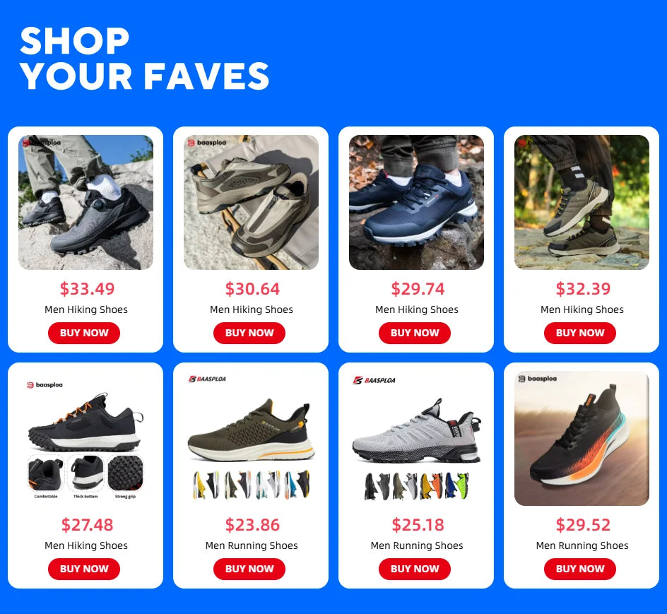 Baasploa Men Football Shoes New Arrival Comfort Lightweight Turf Training Soccer Shoes Professional Male Soft Sneakers Non-Slip
