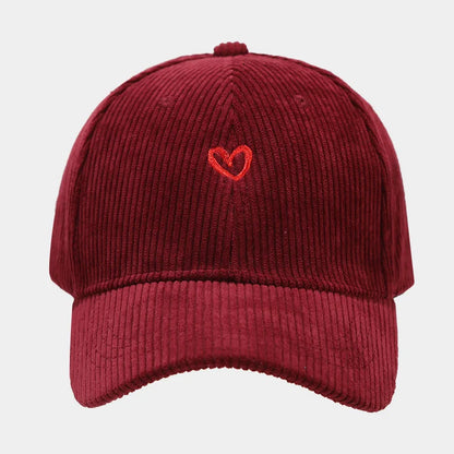 New Little Love Embroidered Corduroy Baseball Cap Spring and Autumn Women's Korean Fashion Simple Sun Hat Outdoor Casual Caps