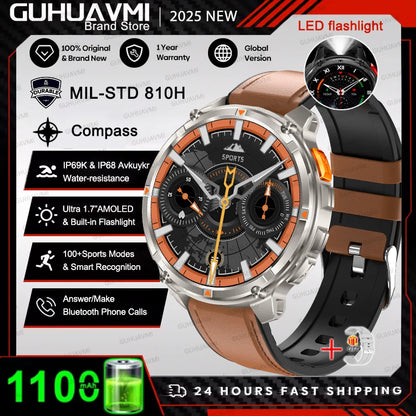 New Original 1100mAh Battery Men Smart Watch Outdoor GPS 10ATM Waterproof Bluetooth Call Sport Smartwatch For Android IOS Phones