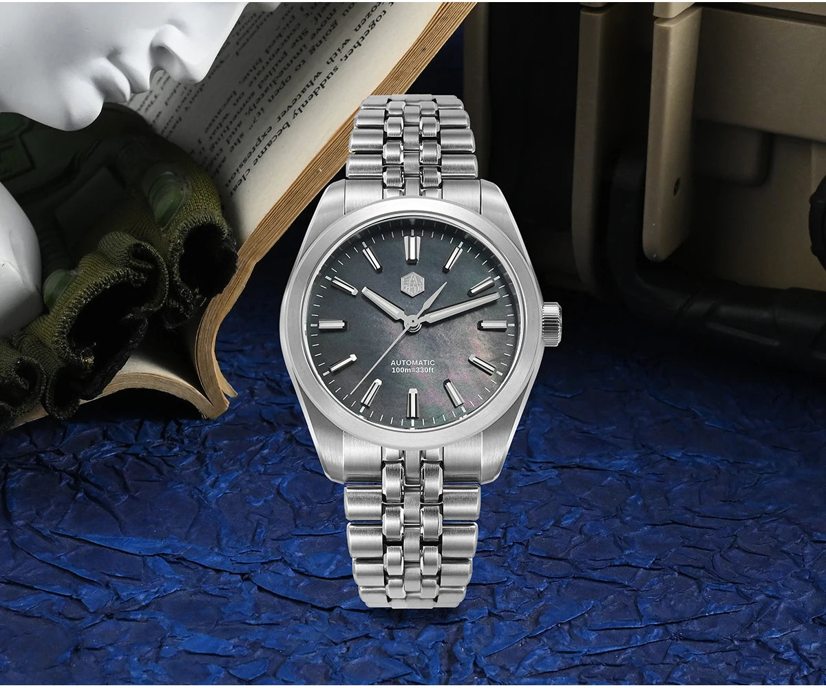 San Martin 39mm MOP Dial Sport Gada Watch Luxury Dress Men Miyota 90S5 Automatic Mechanical Wristwatch Waterproof 100m SN0144