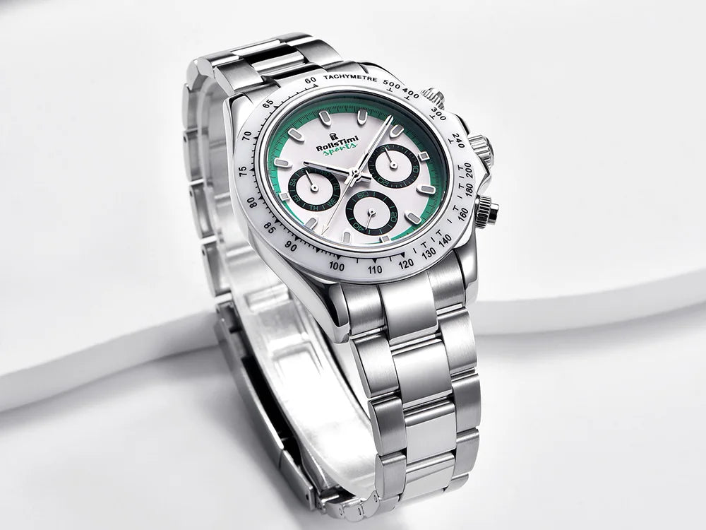 RollsTimi Herrenuhren – luxuriöse mechanische Herrenuhr mit Saphirglas, Kalender, Wochentagsanzeige, Edelstahl und Wasserschutz