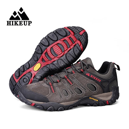 HIKEUP Hiking Shoes Mens Winter Climbing Trekking Sneakers for Men Leather Breathable Outdoor Anti-skid Sports Work Man Shoes