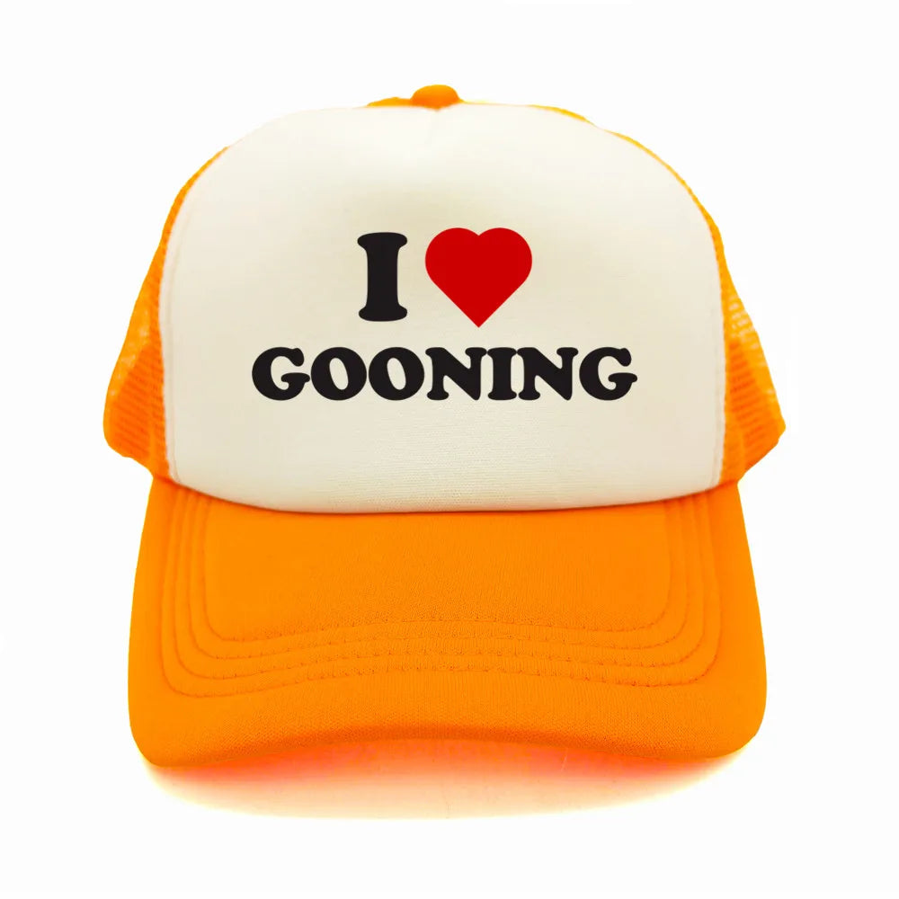 Забавни бейзболни шапки „I Love Gooning“ – готини летни мъжки шапки от мрежа, хумористични шапки тип „тракър“, унисекс шапки от мрежа за външни дейности MZ-080