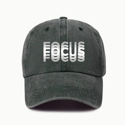 Gorra de béisbol de estilo clásico ajustable de algodón lavado con estampado FOCUS, gorra deportiva tipo «pico de pato» para hombre y mujer