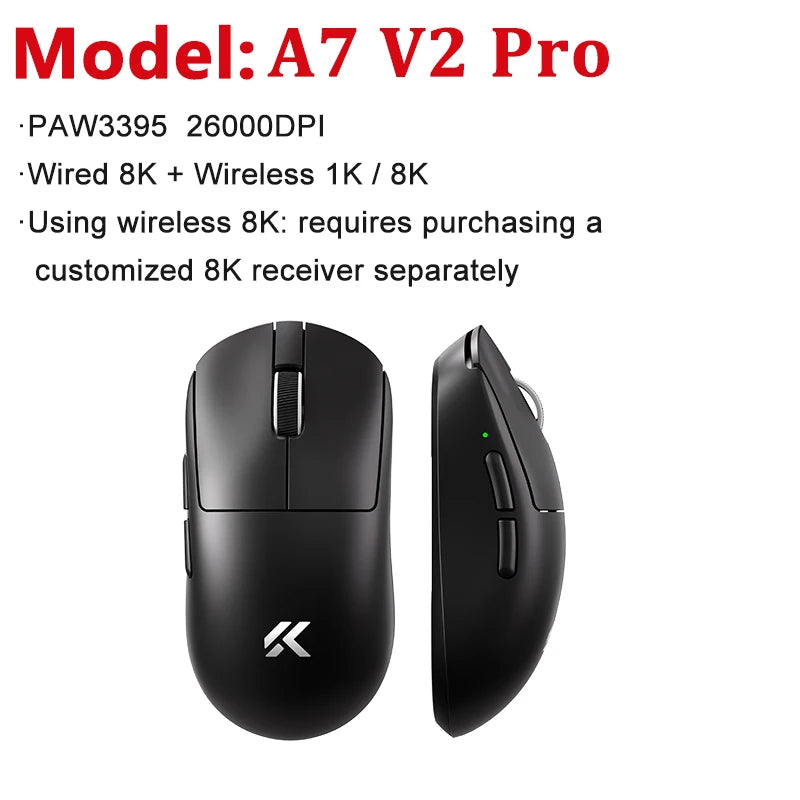 MCHOSE A7 V2 Ultra / Pro Leichte kabellose Gaming-Maus Dual 8000Hz PAW3950 TI 42000DPI für PC-E-Sport-Gamer