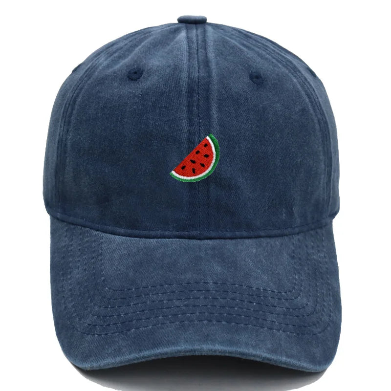 Printed Watermelon Baseball Cap Men's Washed Soft Top Retro Dad Hats Women's Casual Versatile Fashion Trend Duck Tongue Caps
