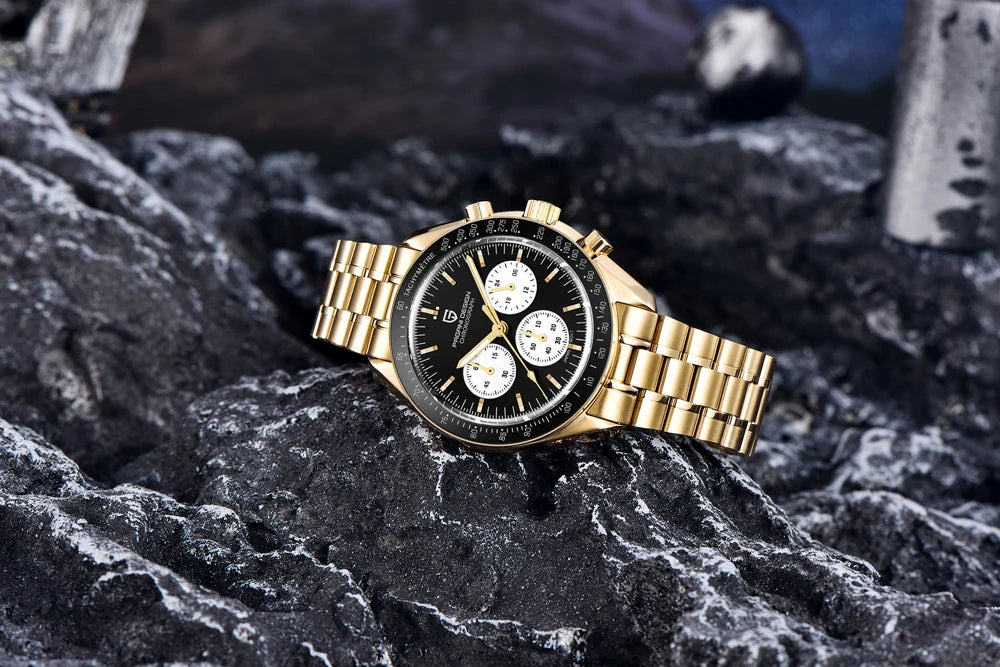 2026 New PAGANI DESIGN Golden Moon Mens Watches Luxury Quartz Watch Men Speed Sports Chronograph Man AR Sapphire Waterproof Gift